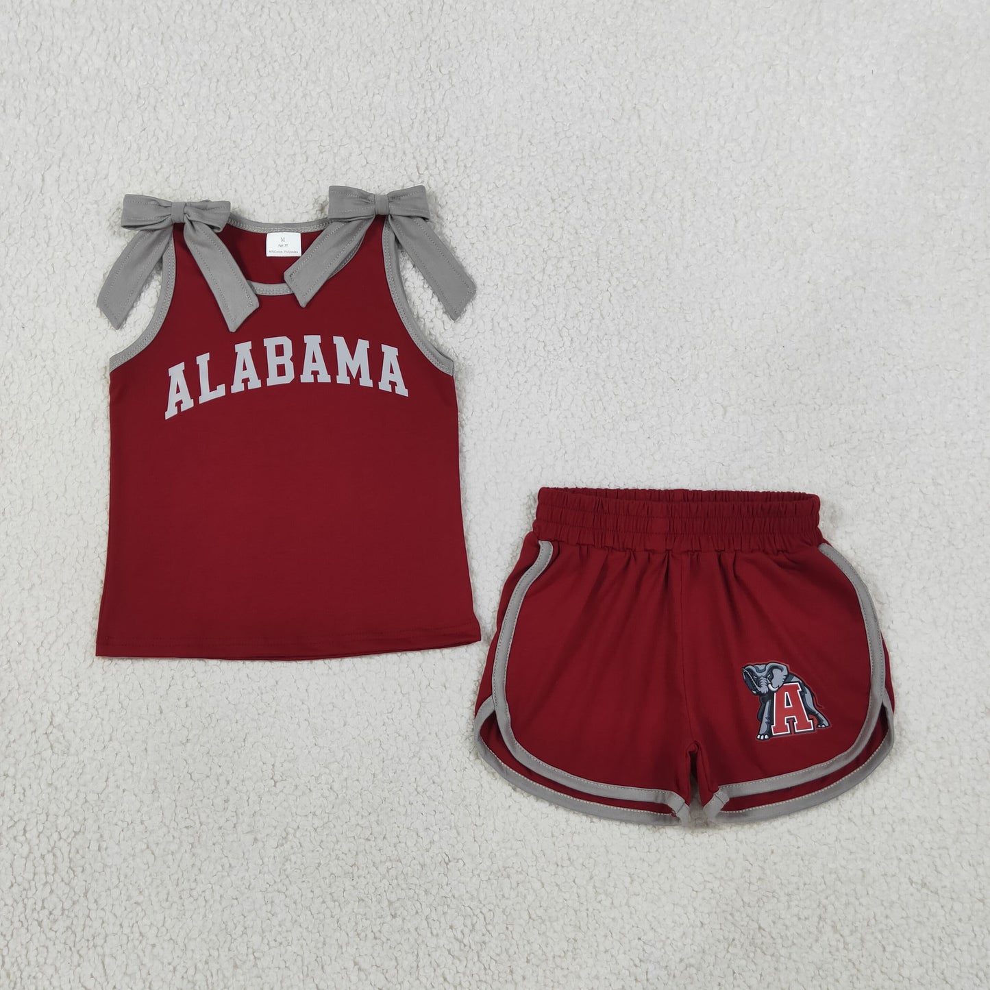 digital print team Alabama bow shorts set girl clothing