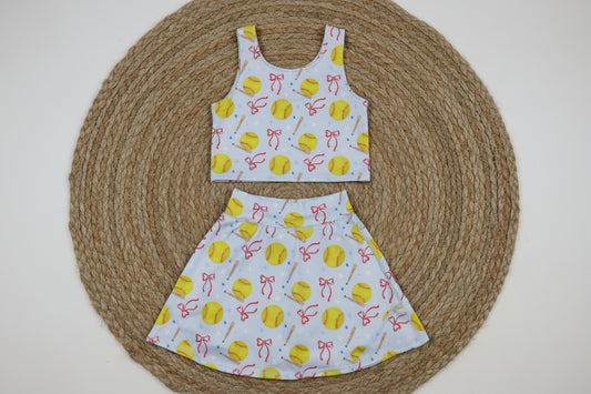 bow softball athletic skort outfit girls clothes