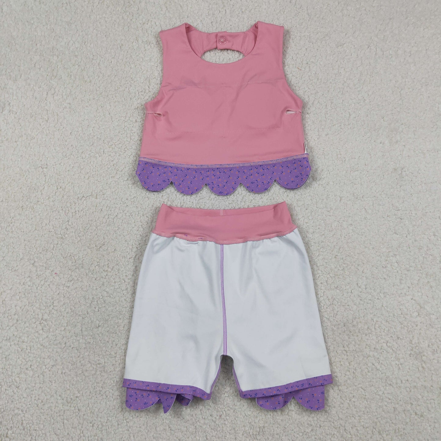 pink coquette scallop athletic skort outfit girls clothes