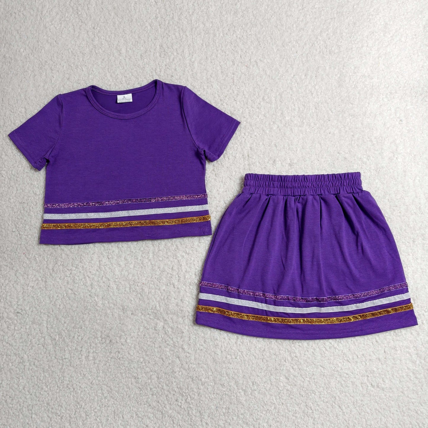 purple glitter striped skort set girls clothing