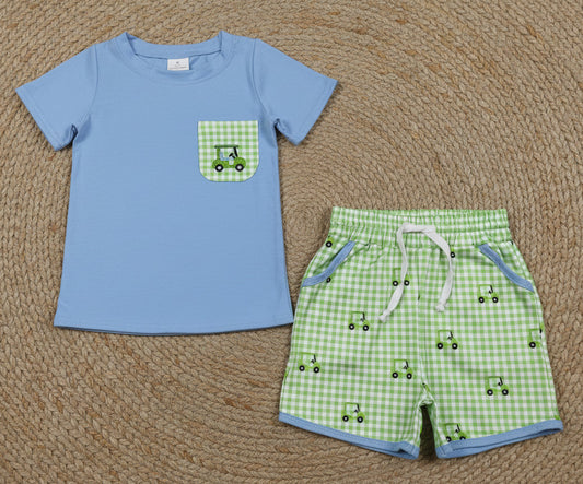 embroidery golf shorts set summer boy clothes