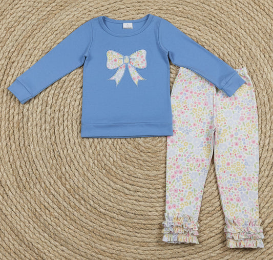 floral coquette embroidered icing pants set