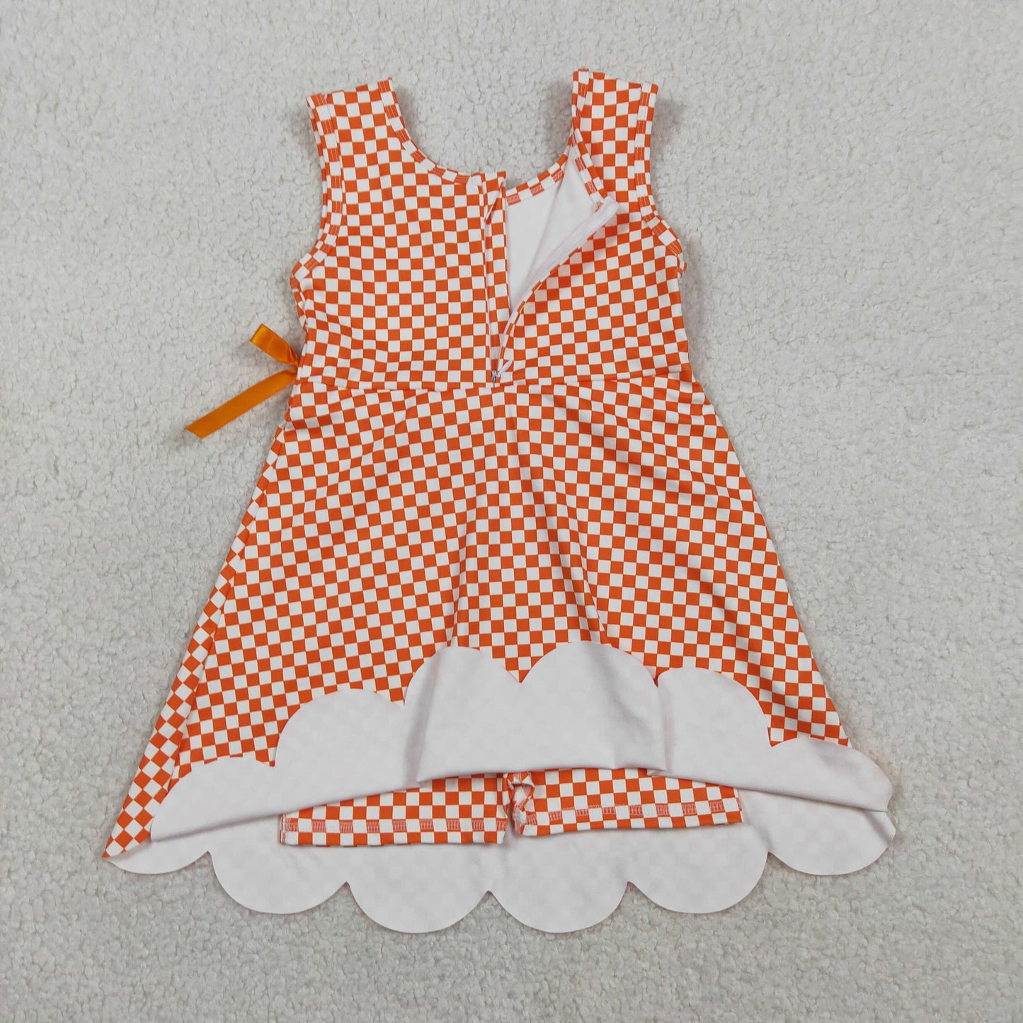 orange gingham scallop athletic dress
