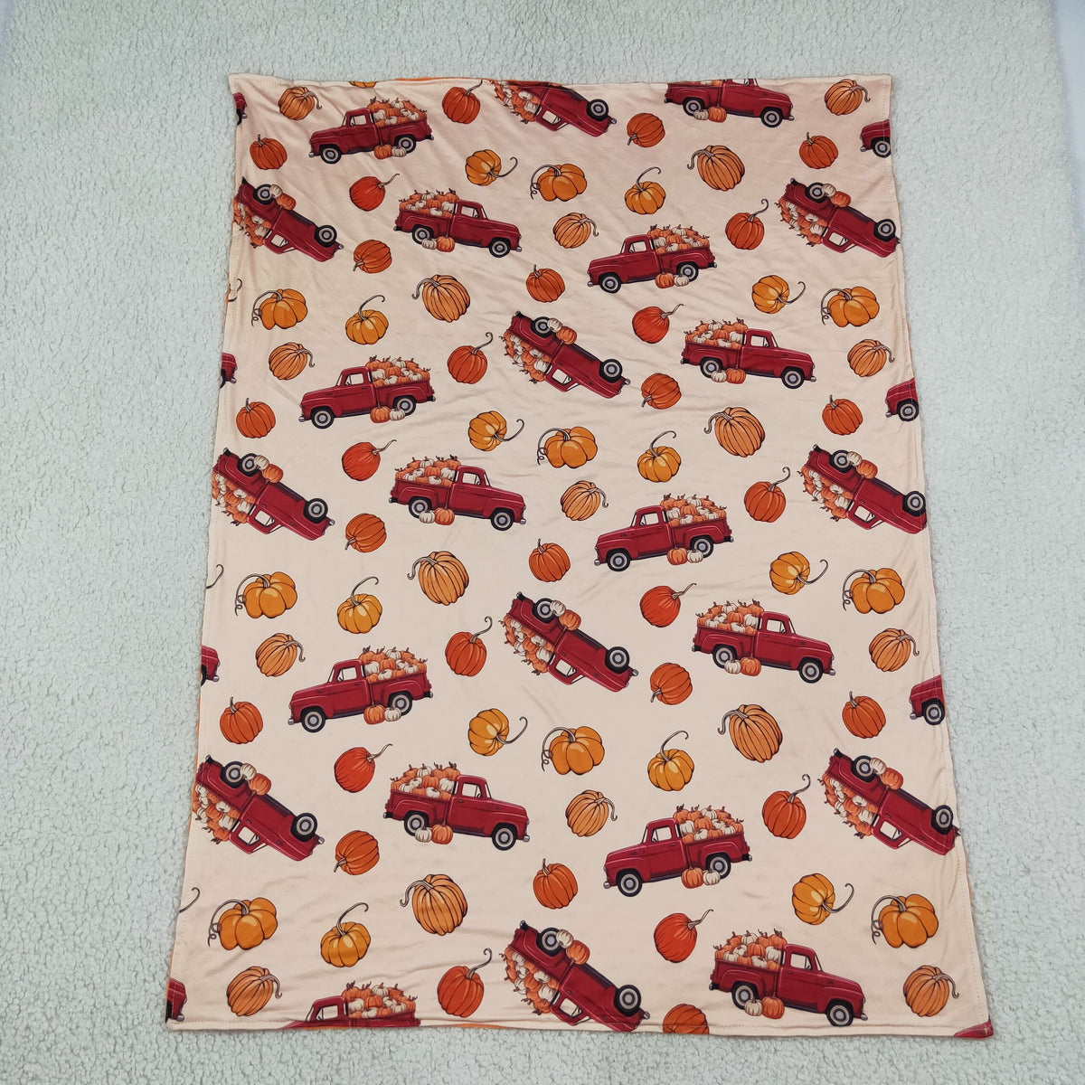 BL0289 pumpkin truck print baby blanket for fall