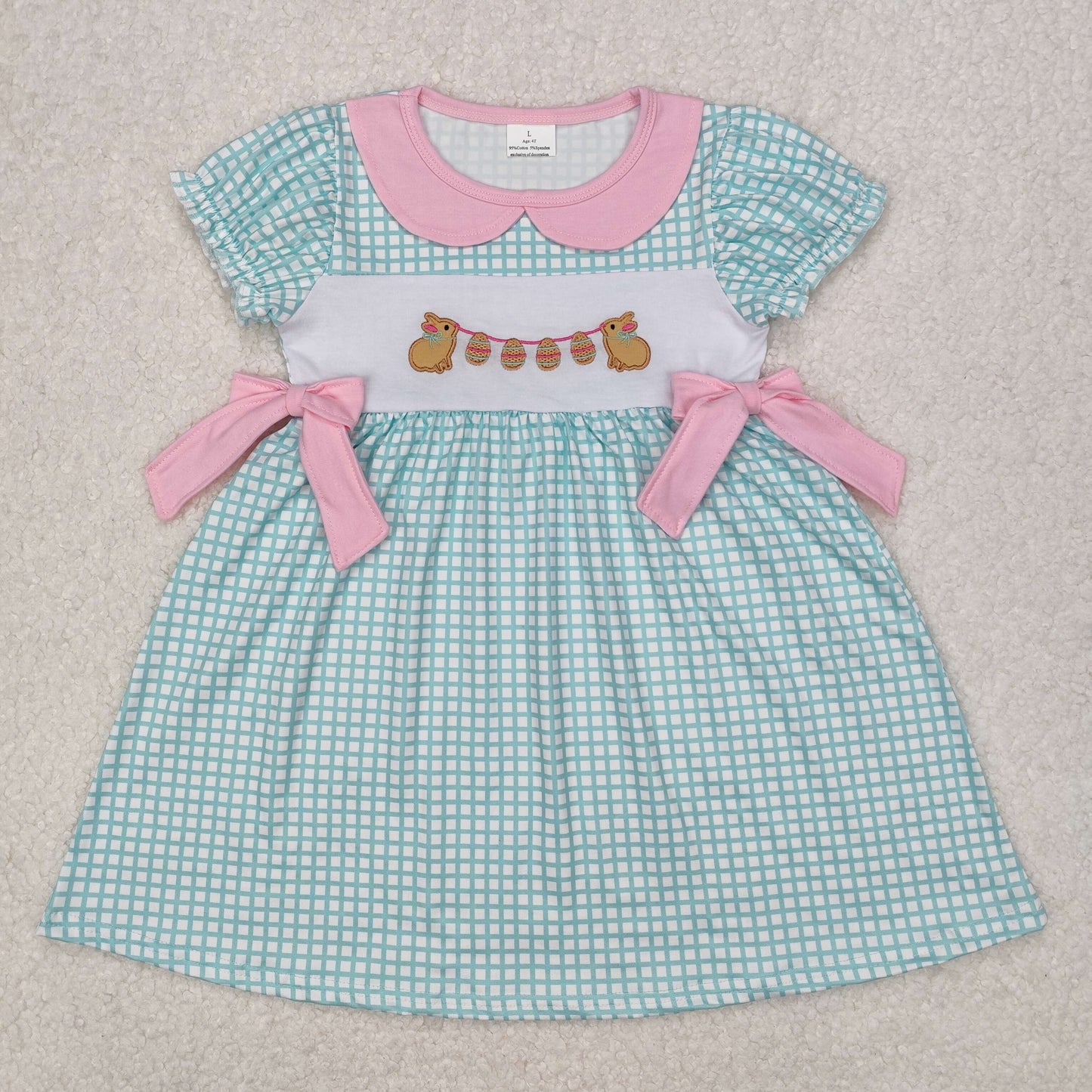 eggs bunny embroidered easter girl dress