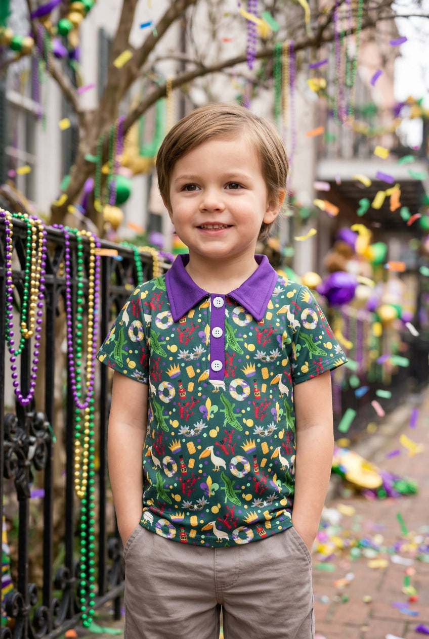 baby boy mardi gras polo t-shirt