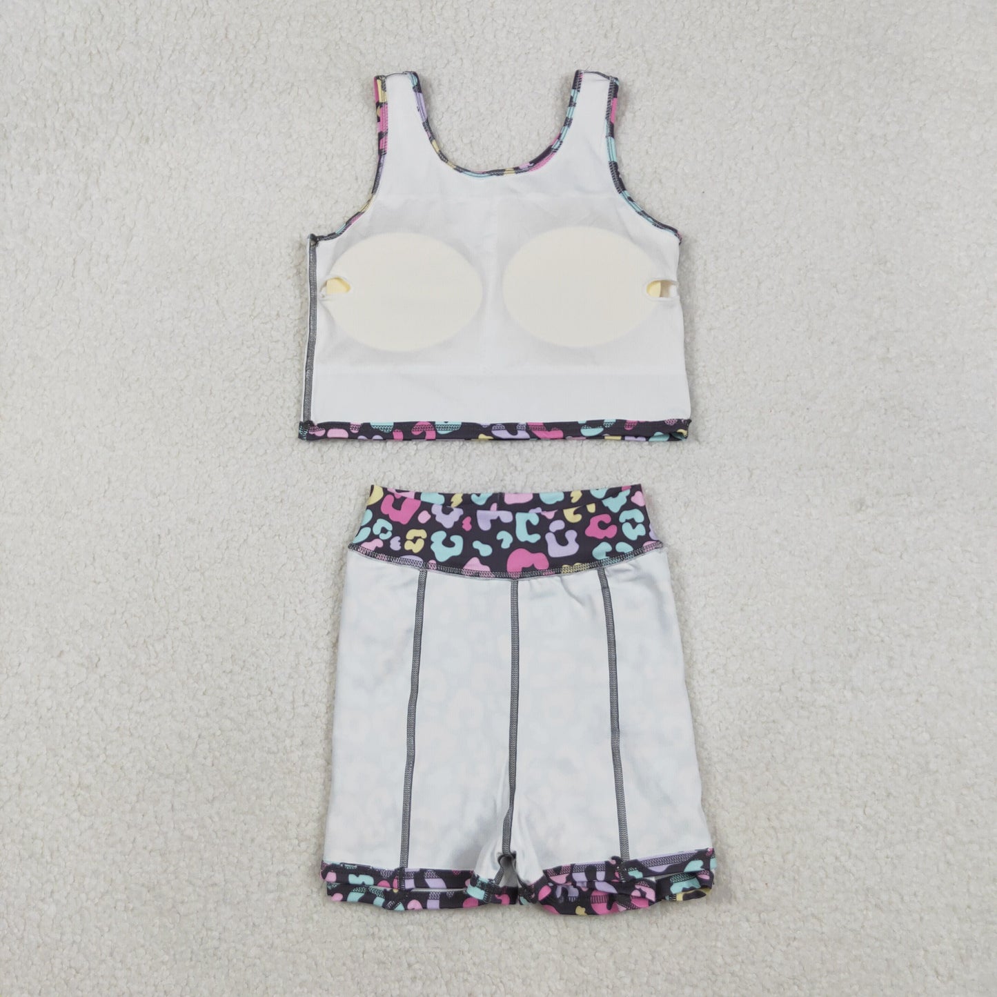colorful leopard two pieces athletic skort dress set