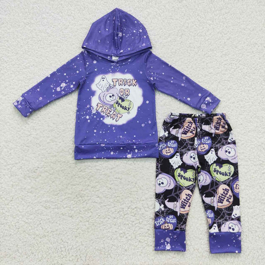 BLP0211 trick or treat heart-shaped blue purple hooded long-sleeved suit