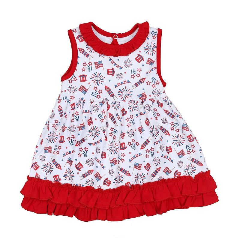 pre-order GSD1007 4th of july baby girls clothes usa summer sleeveless dress