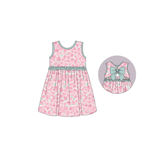 preorder GSD1064 Pink flower pattern bow sleeveless dress