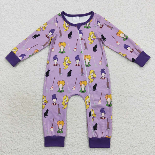 LR0514 Halloween Purple Long Sleeve Jumpsuit
