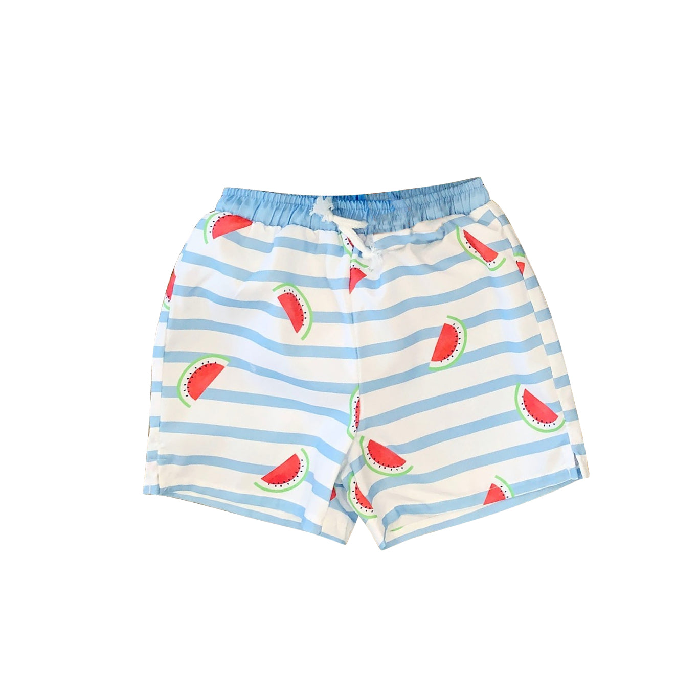 presale S0422 Watermelon Blue Striped White Swim Shorts