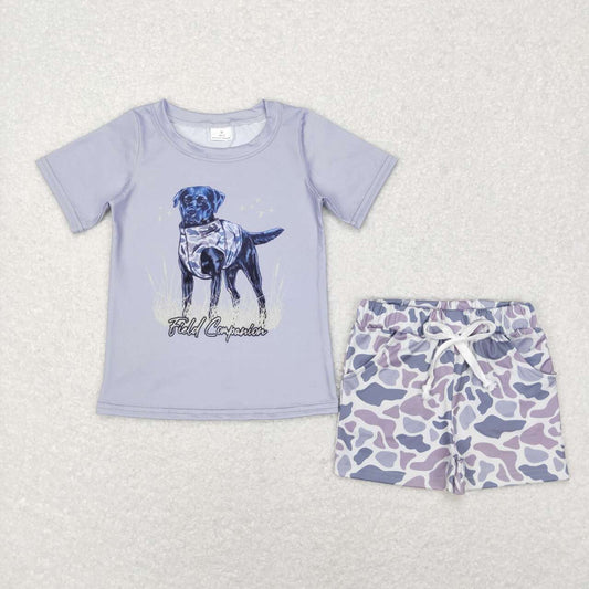 BT046field companion hunting dog camouflage blue short-sleeved top + SS0140 camouflage light gray shorts