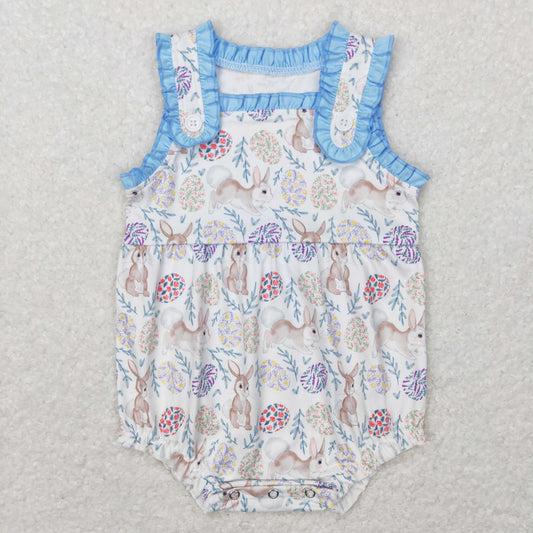 baby girl easter sleeveless floral egg rabbit bubble