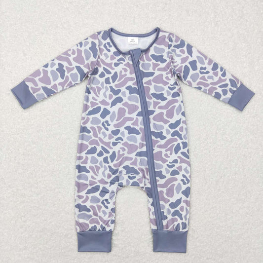 LR0819 gray camo zipper sleeper pajama