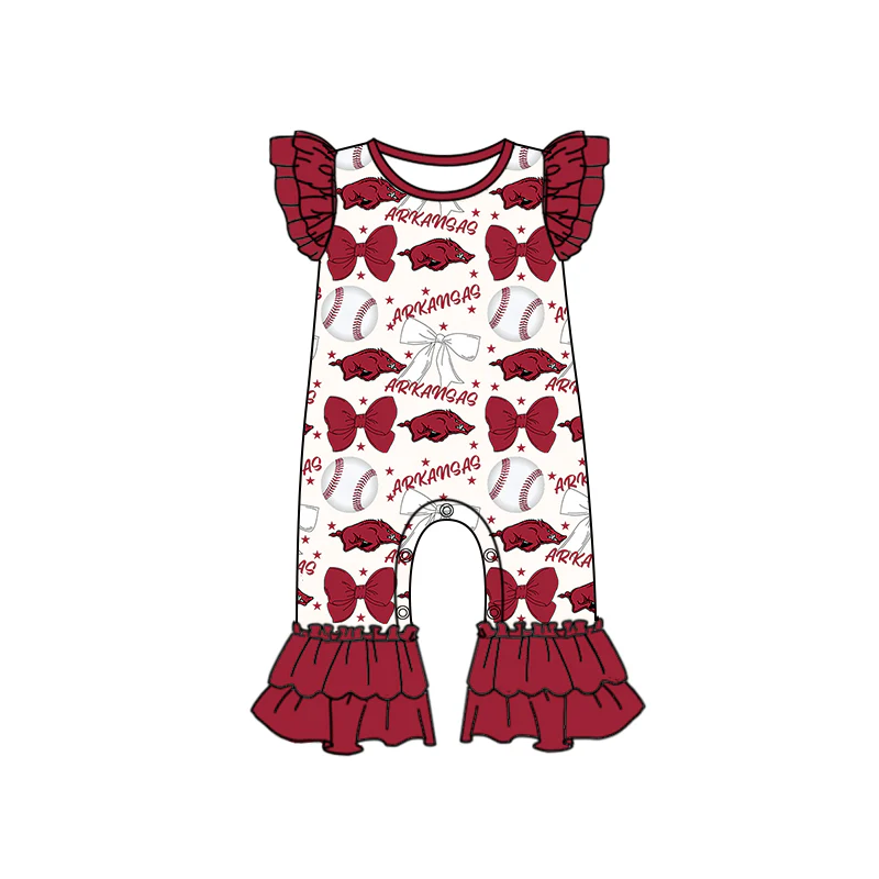 Custom Baby Girls Arkansas Short Romper  D 7.3