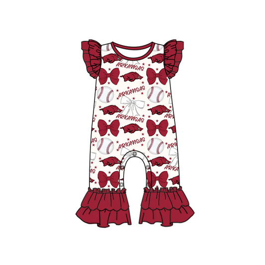 Custom Baby Girls Arkansas Short Romper  D 7.3