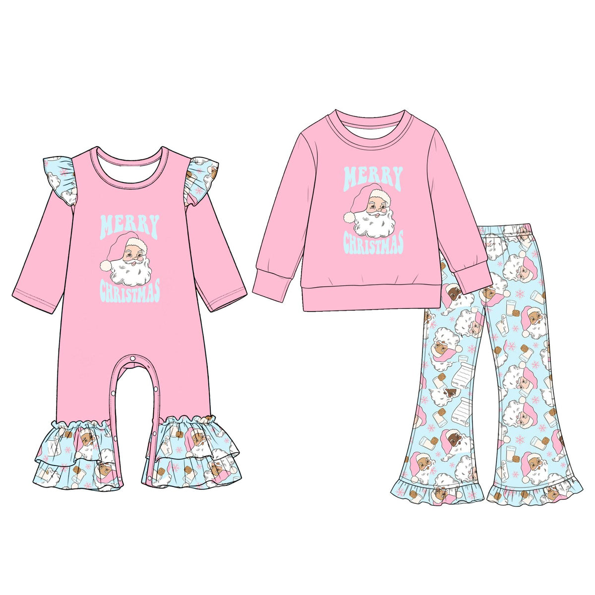Pre order merry christmas santa sibling girl clothing