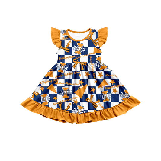 Custom  baby girl lllinois Fighting lllini  team dress  D 6.30
