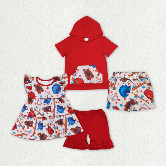 Match Baby Girls Baseball Boys Hooded Sibling Outfits Clothes Sets