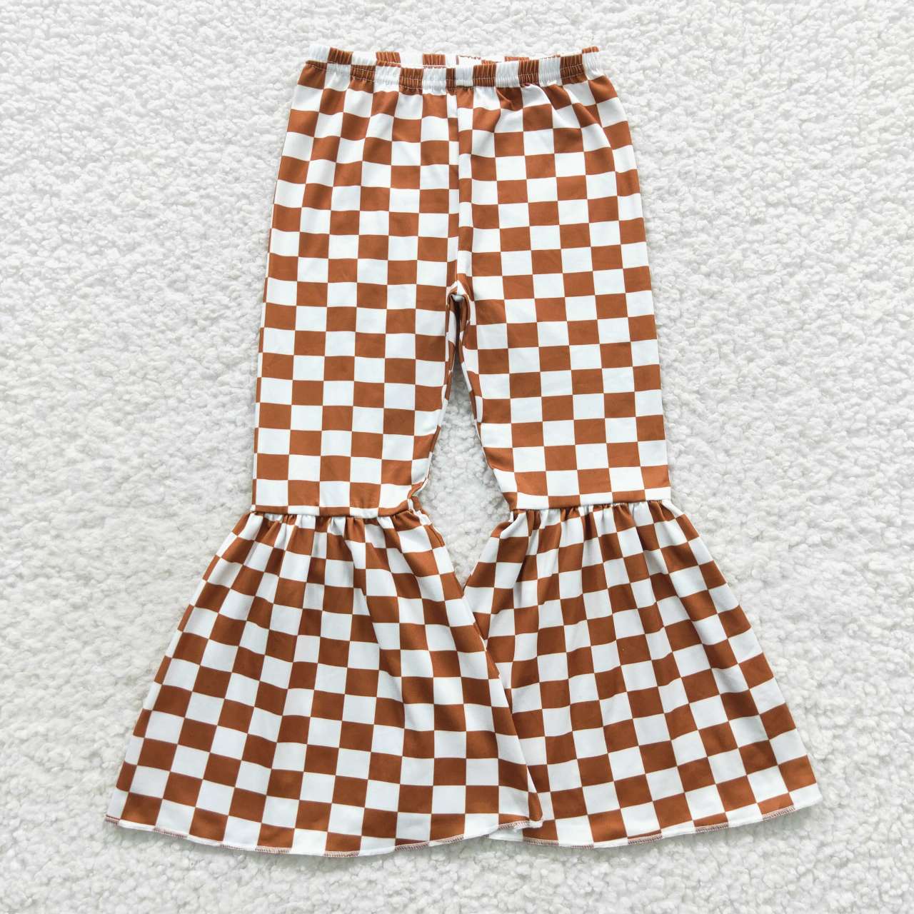 GT0220 Gingerbread Man Milk Biscuit Pink Long-sleeved Top + P0204 White Brown Plaid Milk Silk Trousers