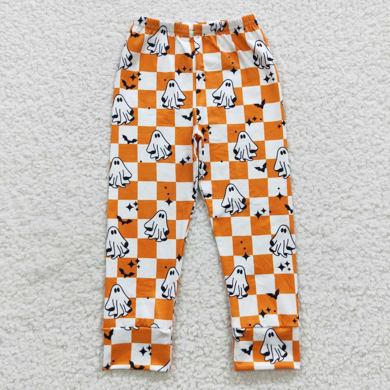 BT0247 bat black short-sleeved top + P0167 ghost bat orange plaid boy trousers