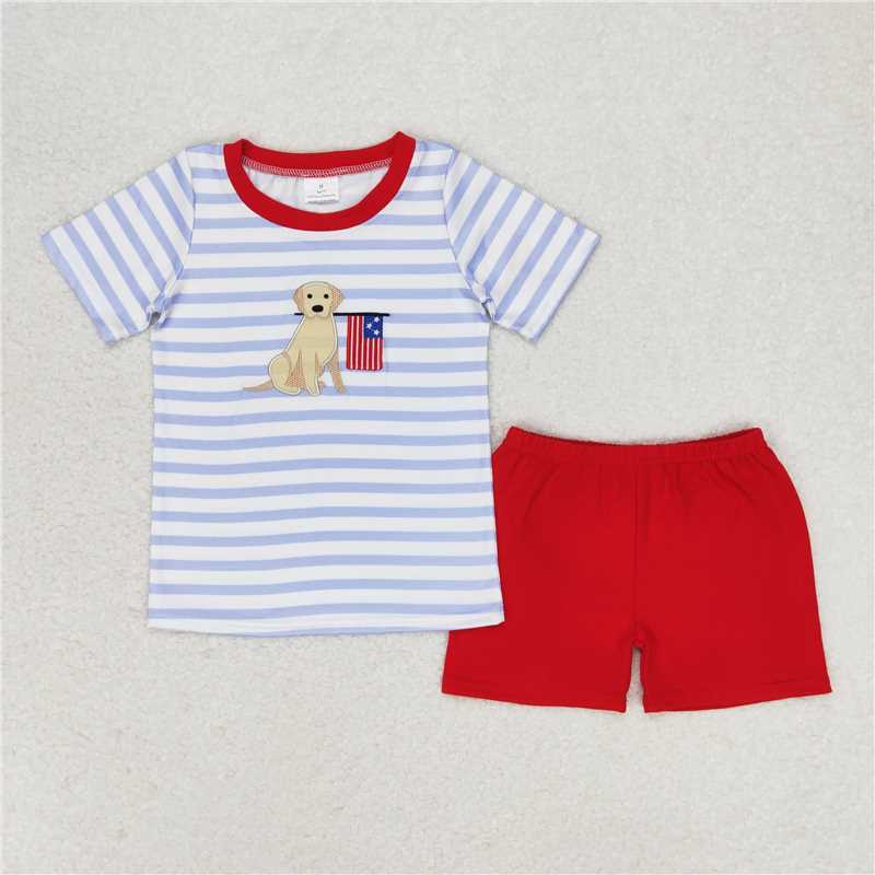 Match Baby Girls 4th Of July Dog Flag Sibling Rompers Clothing Sets
