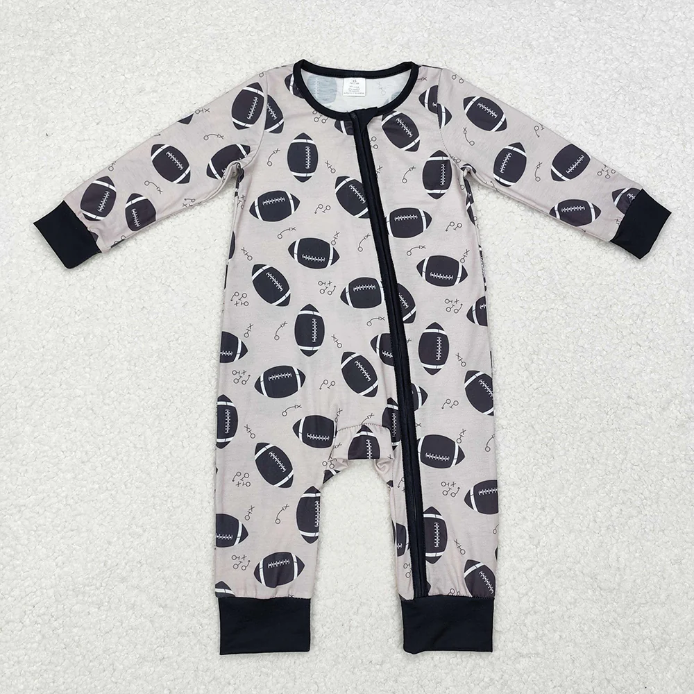 Match Baby Infant Toddler Football Zip Bamboo Rompers