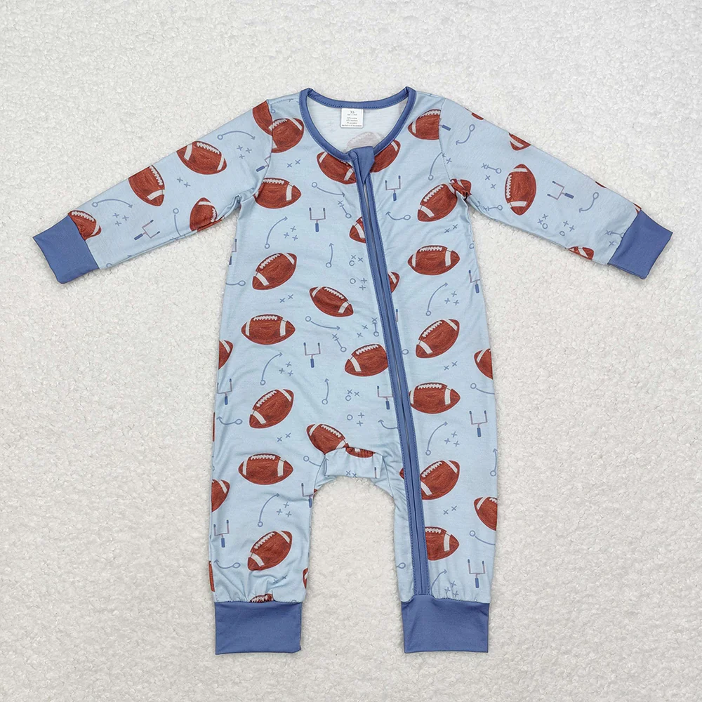 Match Baby Infant Toddler Football Zip Bamboo Rompers