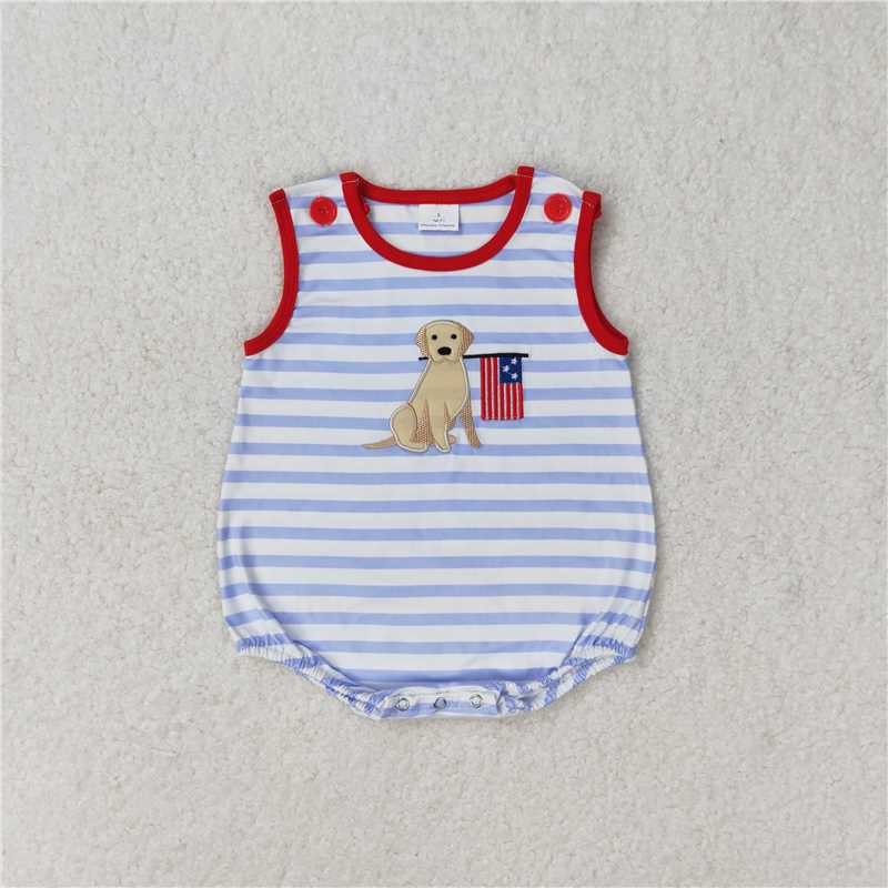 Match Baby Girls 4th Of July Dog Flag Sibling Rompers Clothing Sets