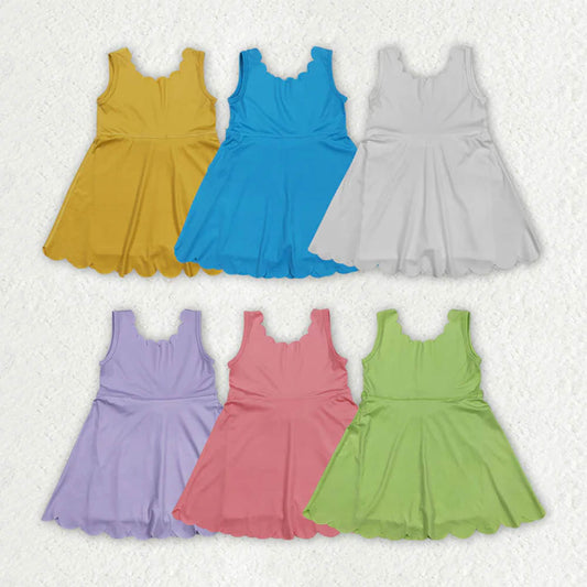 Sibling Baby Girls Sleeveless Activity Wear Yoga Ruffle Knee Length Dresses  D 7.8