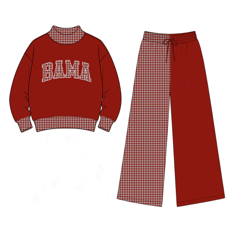 Custom order MOQ 5  BAMA TEAM PLAID KIDS PANTS OUTFITS