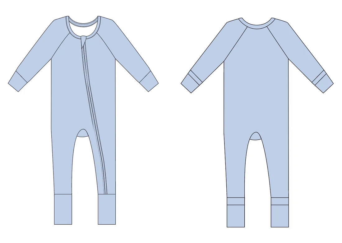 Custom order MOQ 3 one items Baby Blue Snooze - Footless and Two Piece