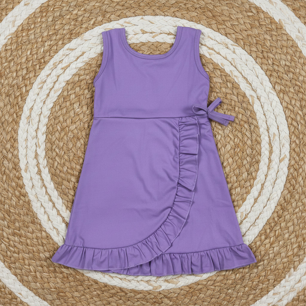 solid purple ruffle athletic dress