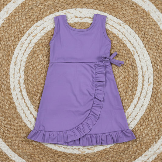 solid purple ruffle athletic dress