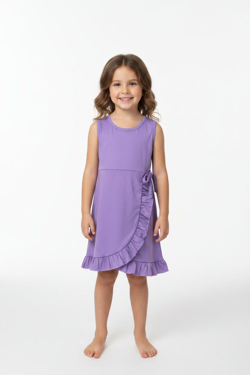 solid purple ruffle athletic dress