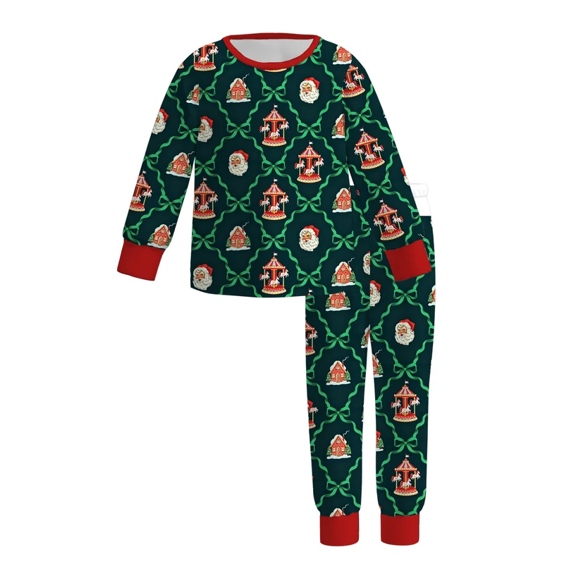 MOQ 5one items TAT 7-8weeks 95%cotton 5%spandex girls boys christmas pjs