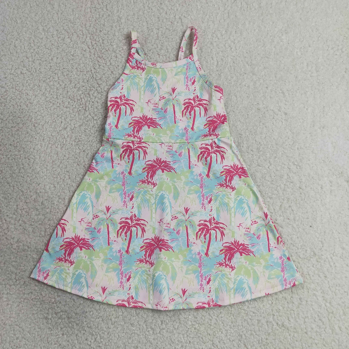 tropical Island vibe palm tree pattern abstract style athletic dress