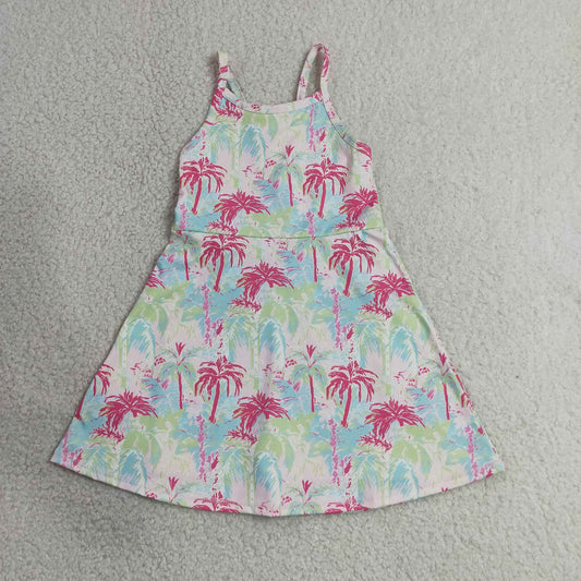 tropical Island vibe palm tree pattern abstract style athletic dress