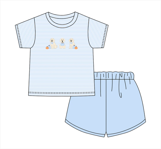 Custom order MOQ 3 Pumpkin Pups Boy Short Set