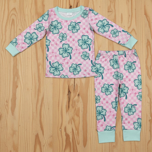 shamrocks girls st patrick pajamas set