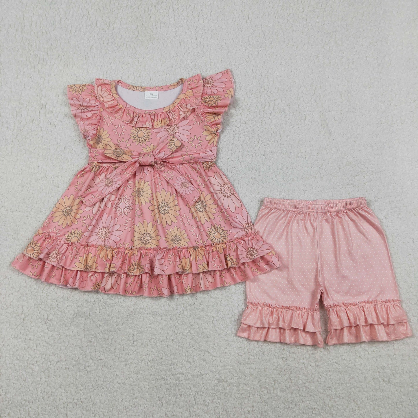flutter sleeve sunflower shorts set summer toddler girl clothing