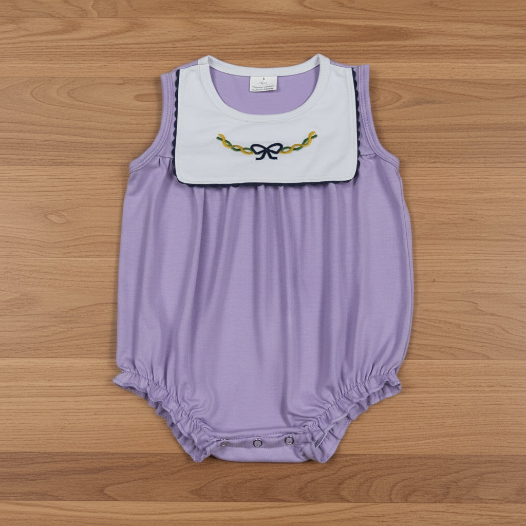 sleeveless mardi gras coquette embroidery purple bubble