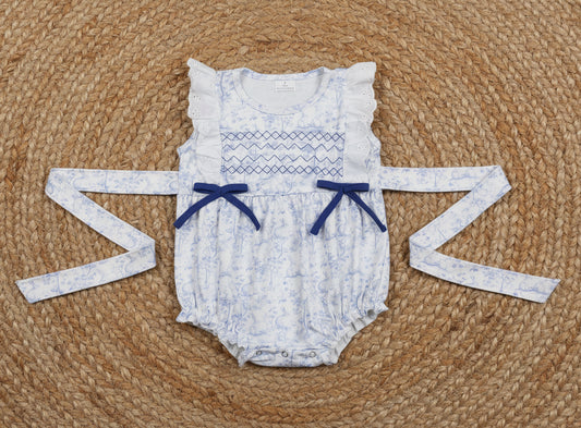 SR3219 baby girl embroidery bunny toile bubble romper easter baby clothes