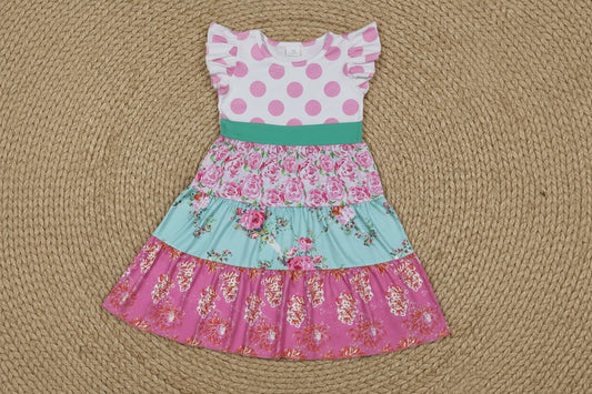 flutter sleeve flower dress