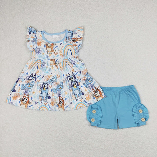 GSSO1170 cartoon top+shorts set