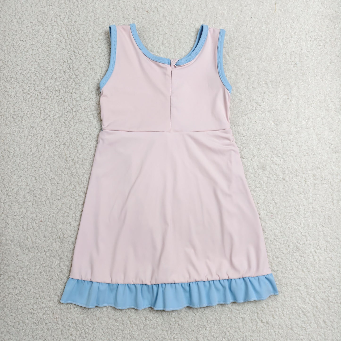 solid pink and blue ruffle athletic dress