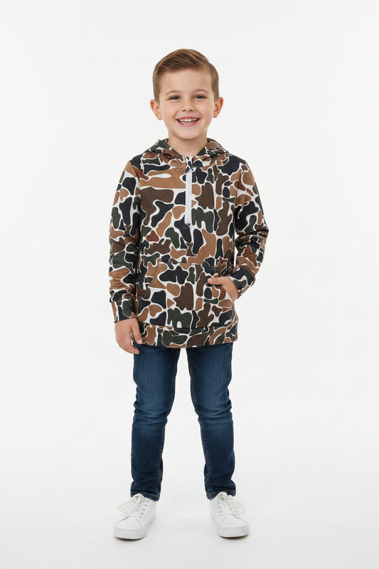 long sleeve zipper up camo pullover hoodie