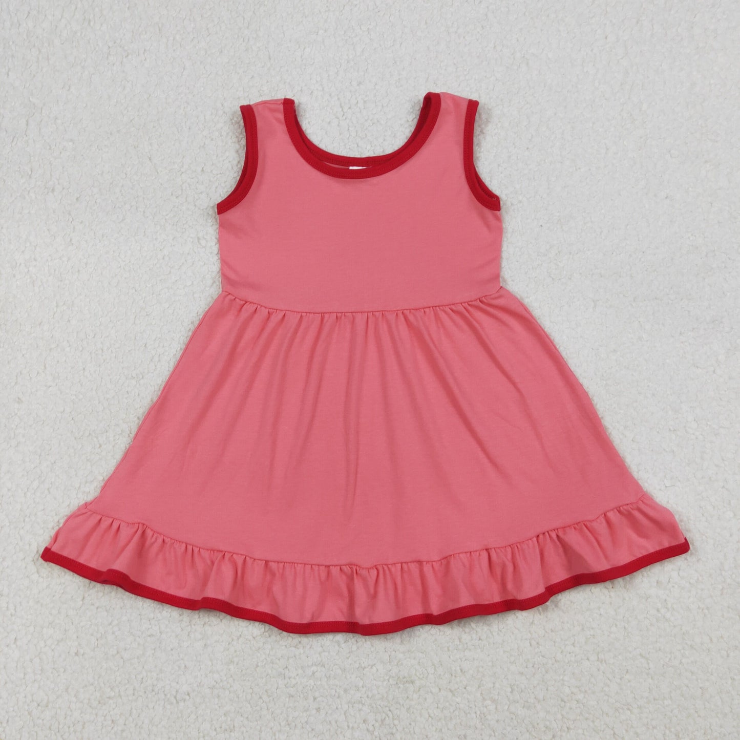 GSD0656 cotton pink solid color sleeveless dress