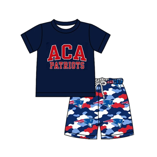 Custom order MOQ 5 Baby Boys ACA Patriots Top Short Team Clothes Sets